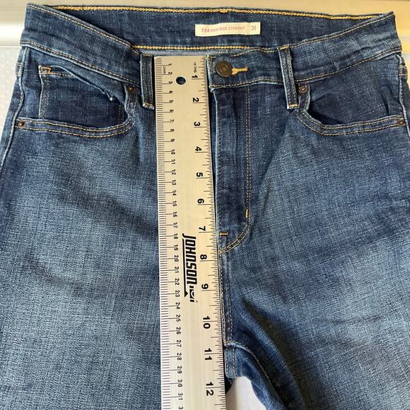 Levi’s Women Jeans 724 size W31 Blue High Rise Stretch Straight Fit 25” Inseam - Picture 5 of 12
